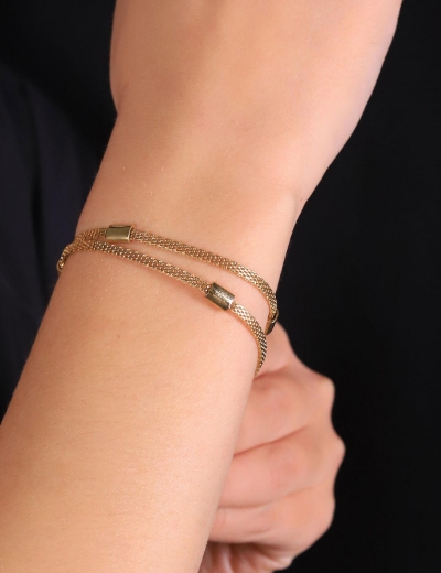 14 Ayar Altın 2 Sıra Hasır Bileklik resmi