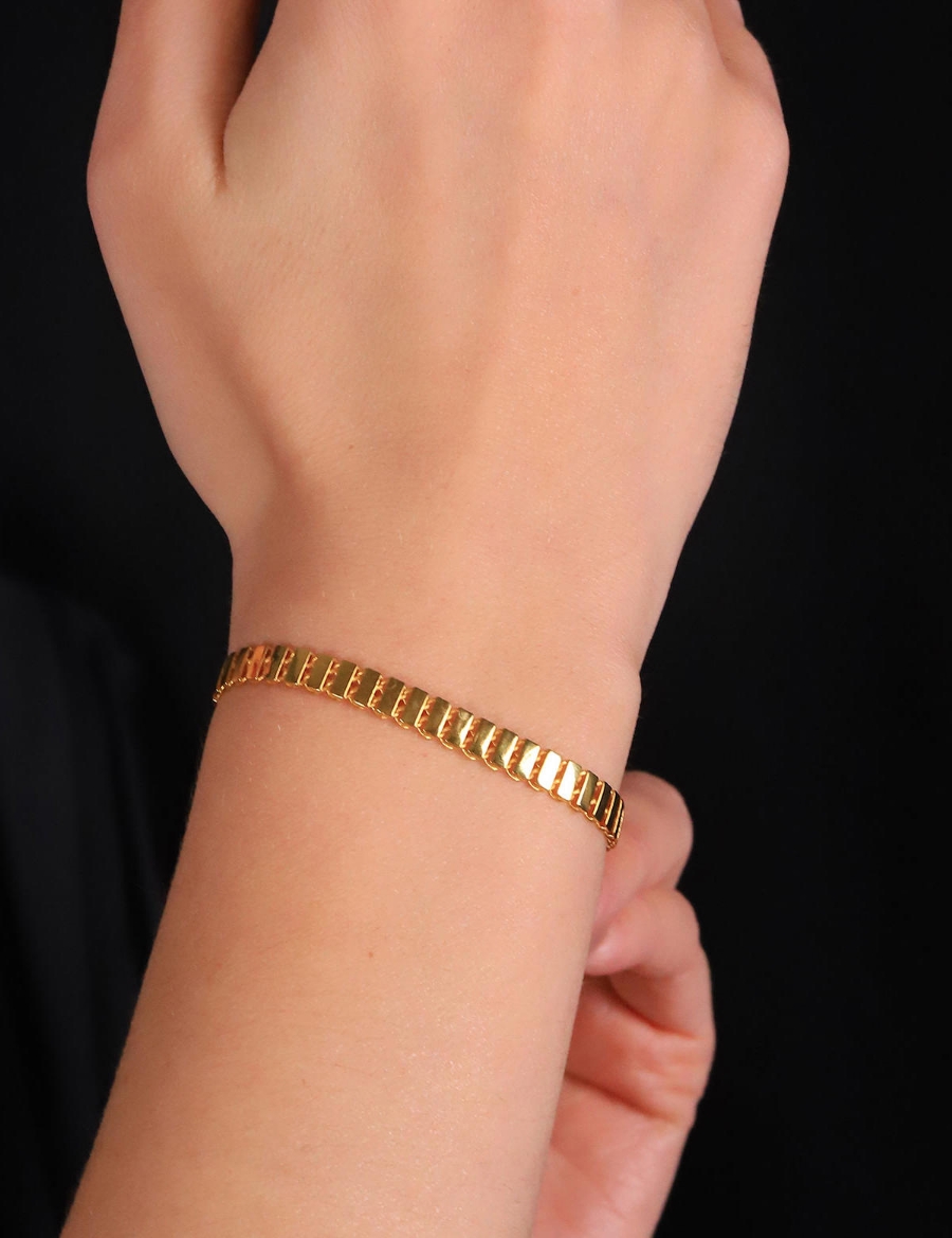 22 Ayar Altın Sıralı Pullu Bileklik resmi