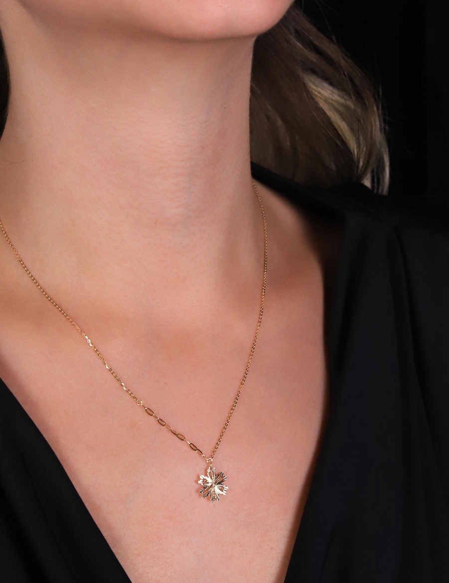 14 Ayar Altın Çıtır Papatya Kolye resmi