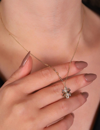 14 Ayar Altın Çıtır Papatya Kolye resmi