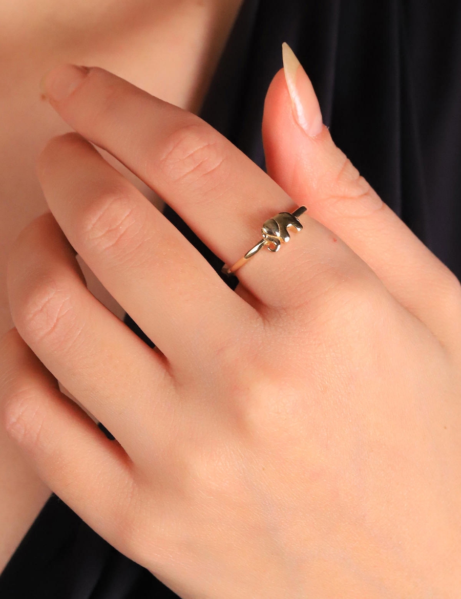 14 Ayar Altın Fil Yüzük resmi