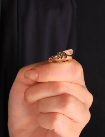 14 Ayar Altın Fil Yüzük resmi