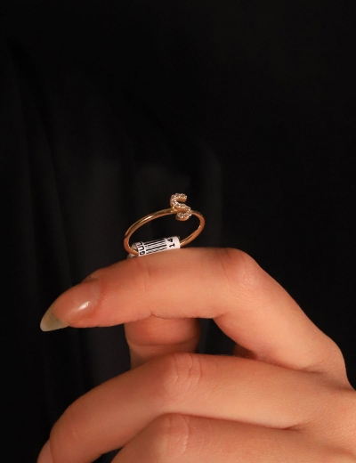 14 Ayar Altın Minimal S Harfi Yüzük resmi