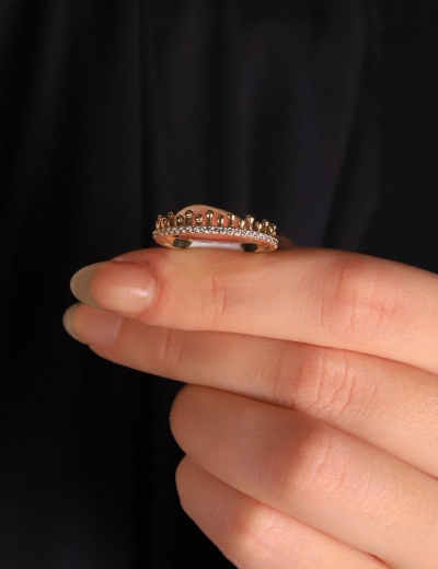 14 Ayar Altın Yarımtur Fantezi Yüzük resmi