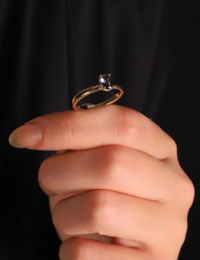 14 Ayar Altın Renkli Tektaş Yüzük resmi