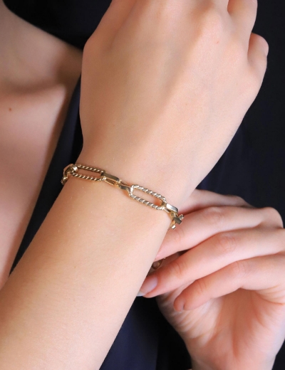 14 Ayar Altın Ataç Çizgi Bileklik resmi