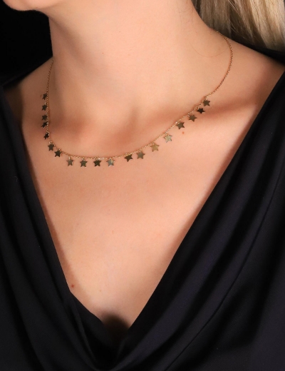 14 Ayar Altın Yıldız Sallantı Kolye resmi