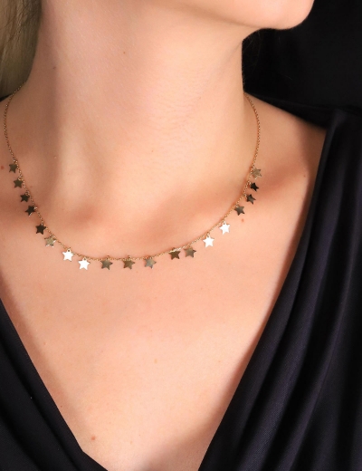 14 Ayar Altın Yıldız Sallantı Kolye resmi