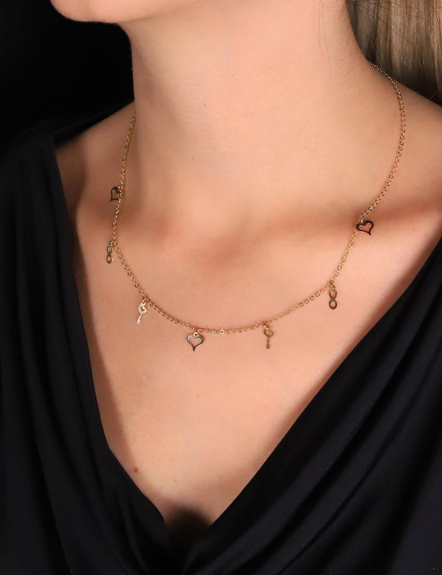 14 Ayar Altın Minimal Sallantılı Kolye resmi