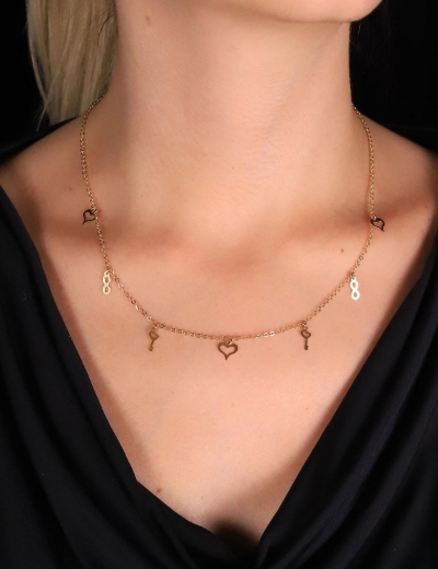 14 Ayar Altın Minimal Sallantılı Kolye resmi