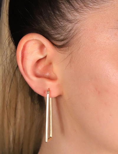 14 Ayar Altın Dikdörtgen Küpe resmi