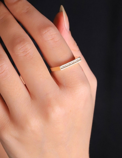 14 Ayar Altın Tek Sıra Yüzük resmi