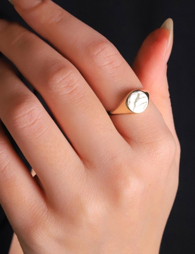 14 Ayar Altın Şövalye Plaka Yüzük resmi