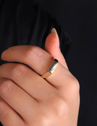 14 Ayar Altın Dikdörgen Plaka Yüzük resmi