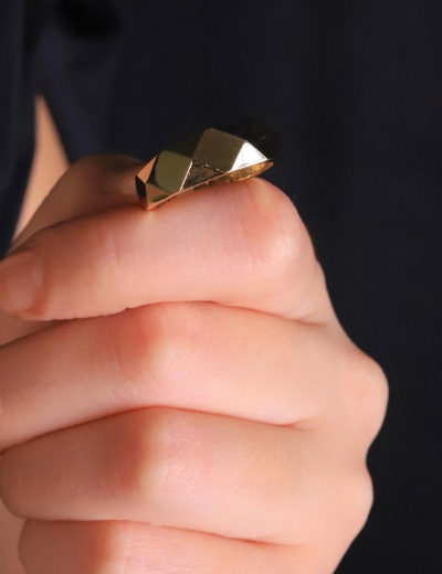 14 Ayar Altın Dilim Desen Yüzük resmi