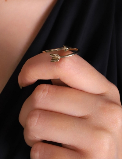 14 Ayar Altın Ok Desenli Yüzük resmi