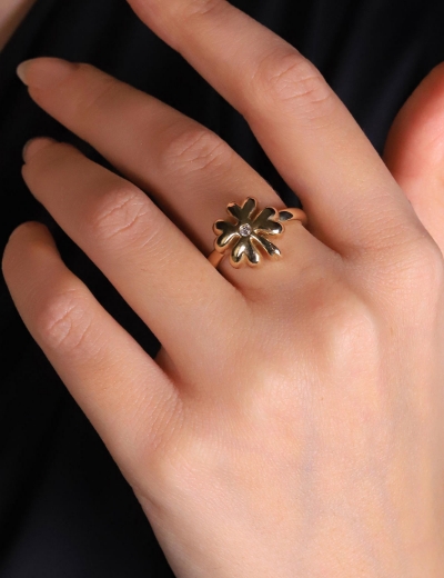 14 Ayar Altın Papatya Yüzük resmi