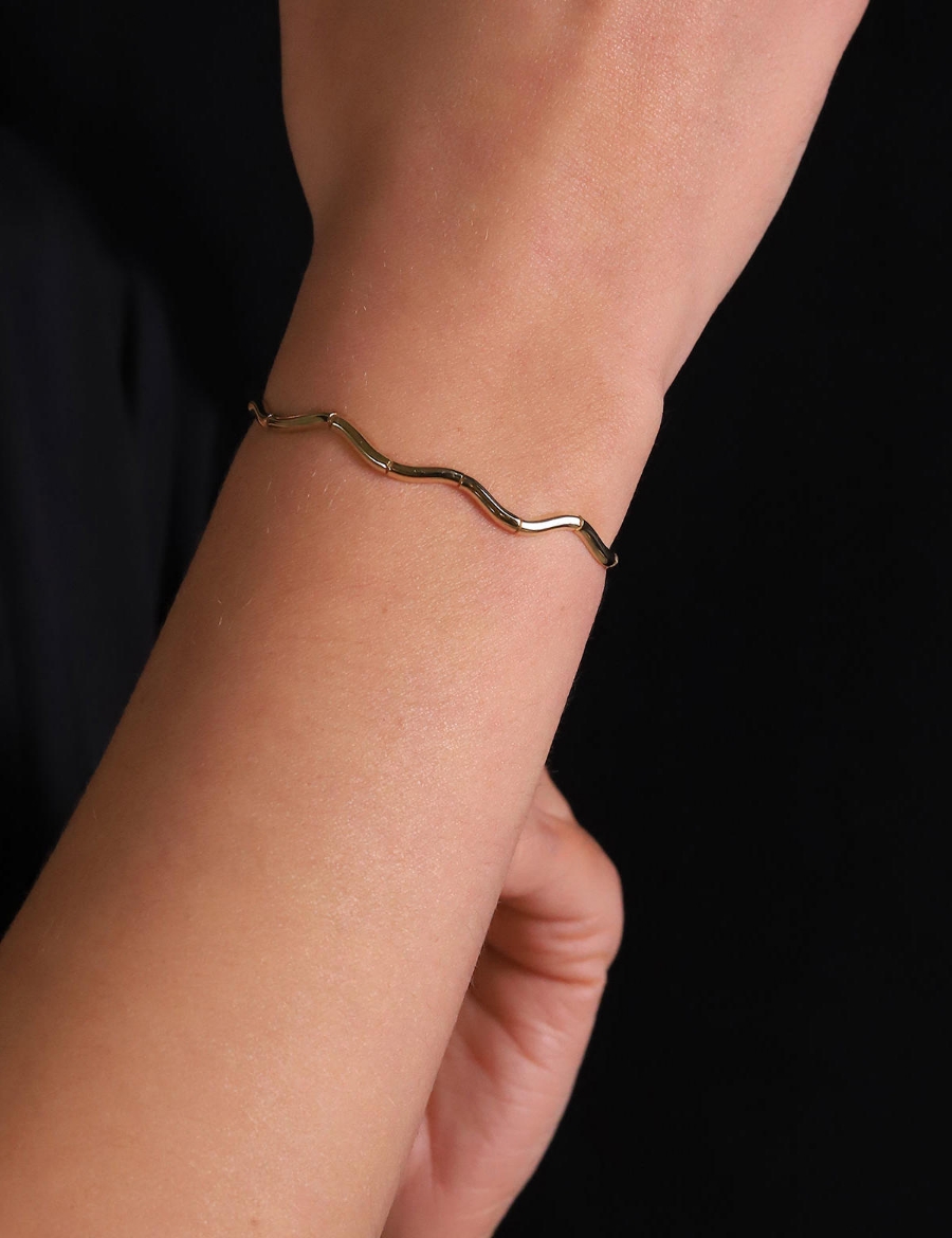14 Ayar Altın Zigzag Bileklik resmi
