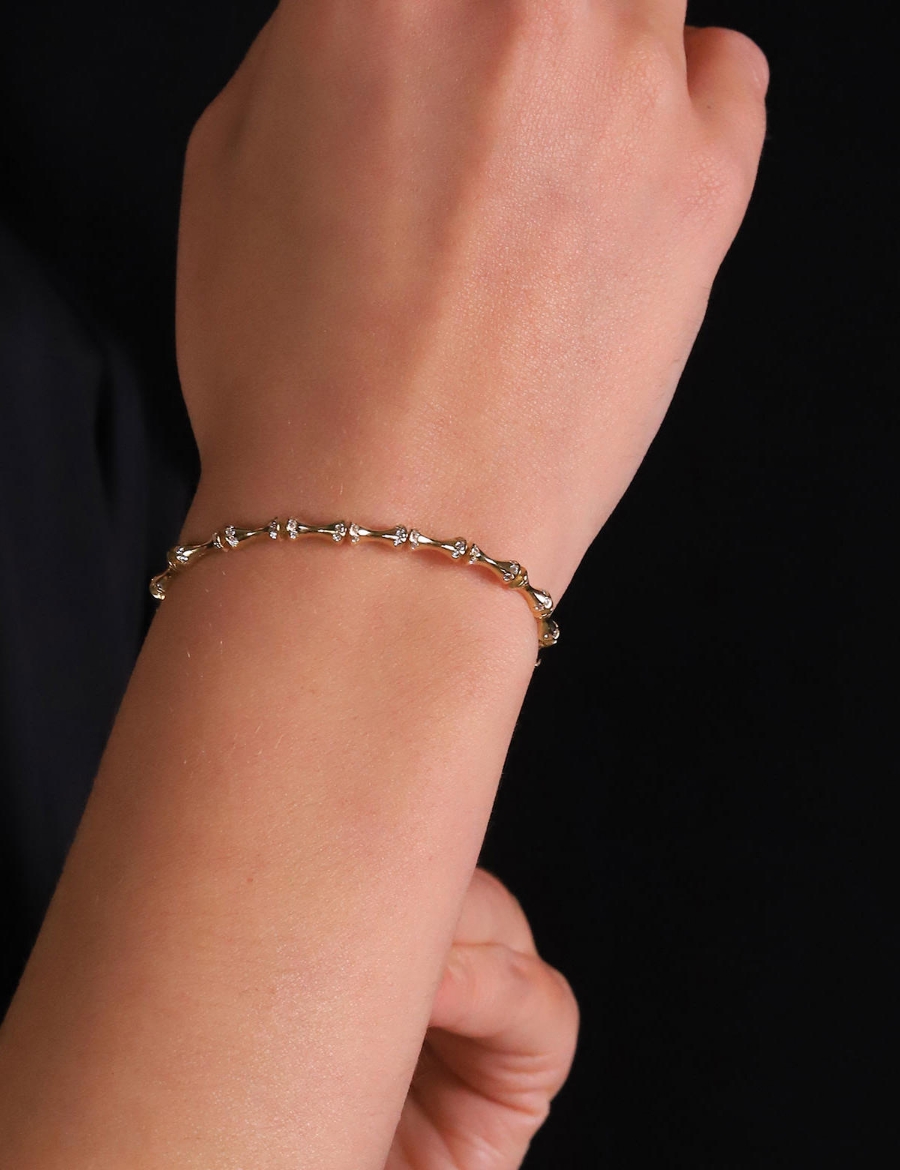 14 Ayar Altın Taşlı Kemik Model Bileklik resmi