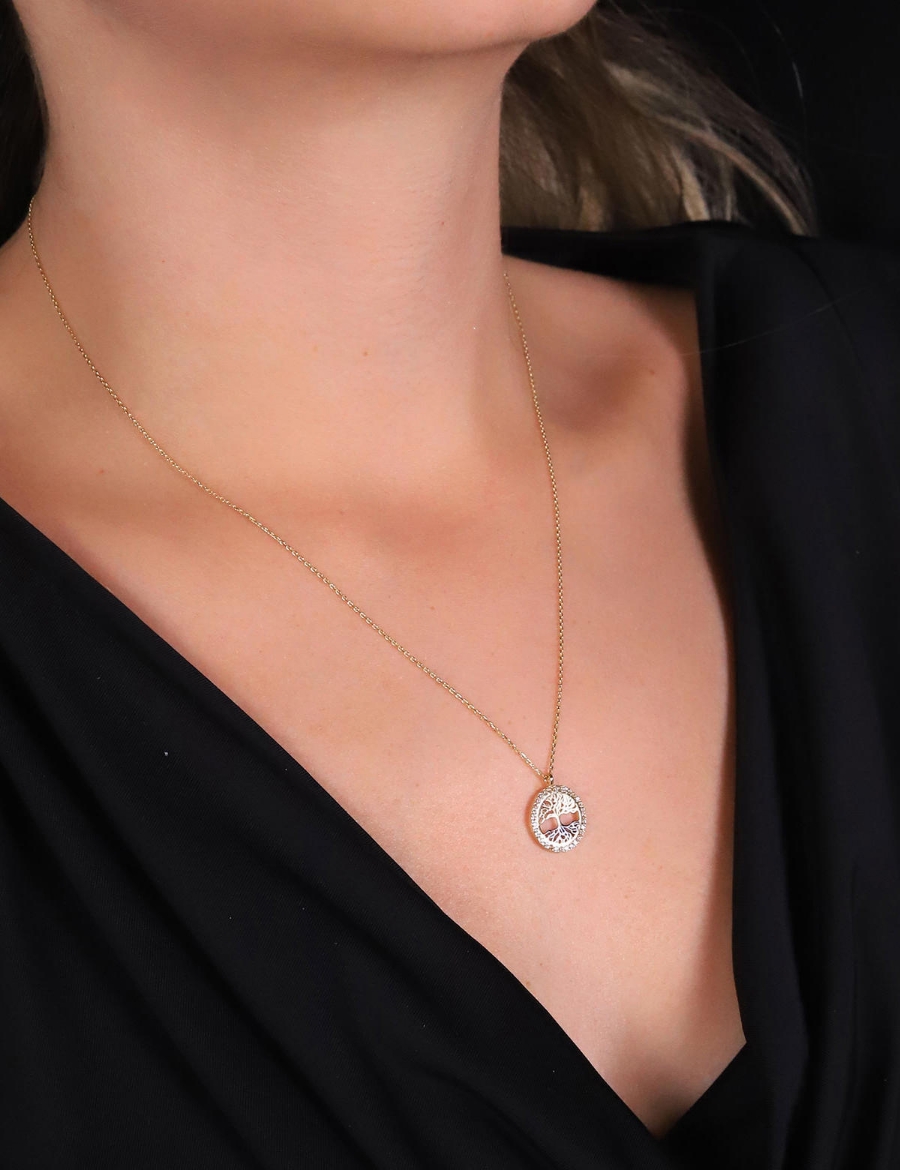 14 Ayar Altın Hayat Ağacı Kolye resmi