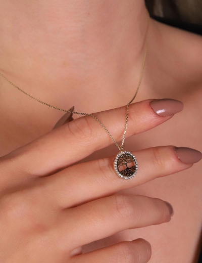 14 Ayar Altın Hayat Ağacı Kolye resmi