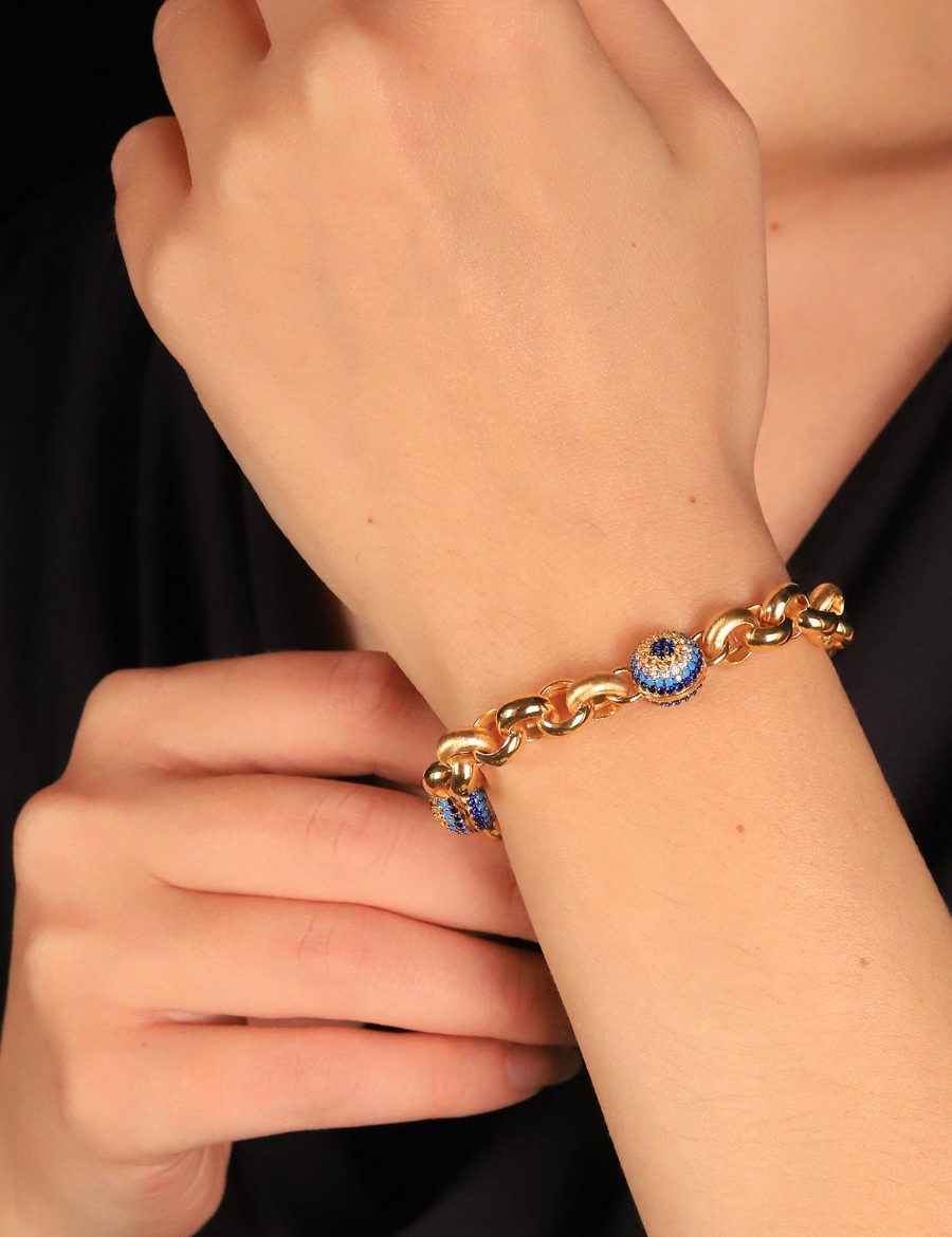 22 Ayar Altın Nazar Göz Boncuk Bileklik resmi