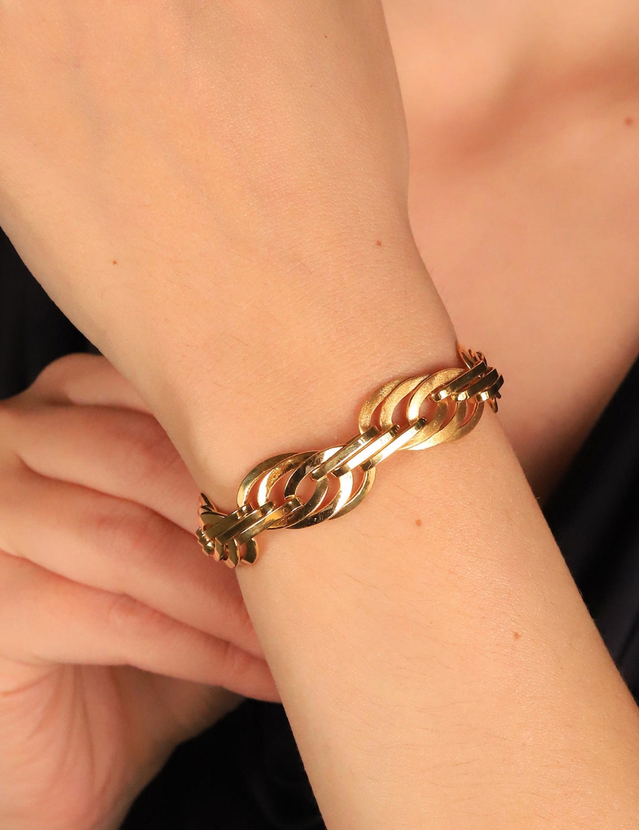 22 Ayar Altın 3 Sıra Tasarım Bileklik resmi