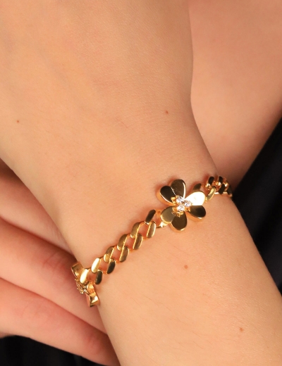 22 Ayar Altın Çiçekli Bileklik resmi
