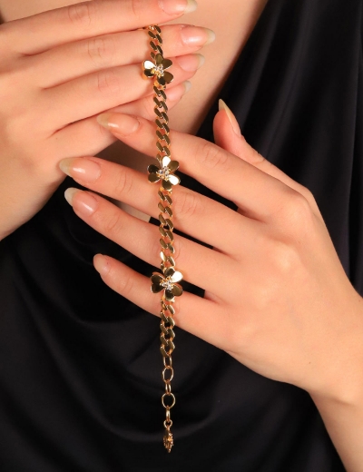 22 Ayar Altın Çiçekli Bileklik resmi