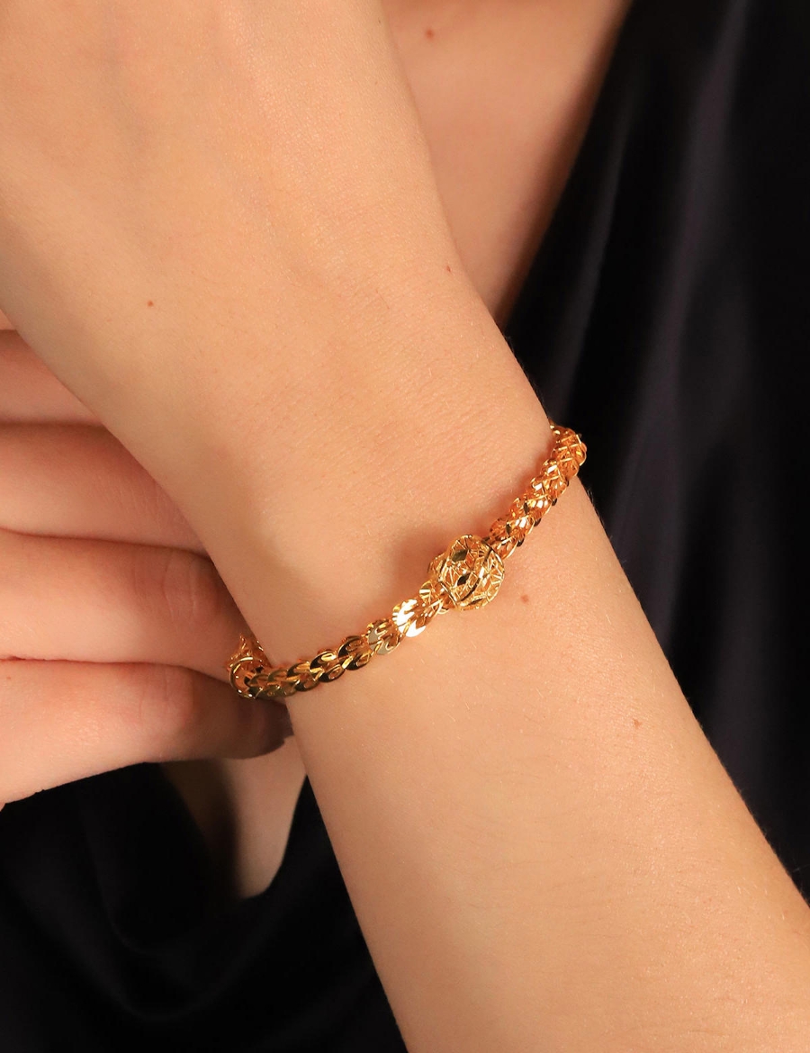 22 Ayar Altın Toplu Palmiye Bileklik resmi