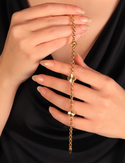 22 Ayar Altın Yonca Doc Bileklik resmi