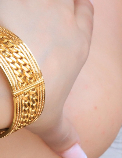 22 Ayar Altın Gurmet Desenli Kelepçe