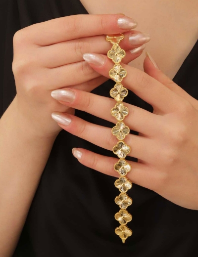 22 Ayar Altın Yonca Sıralı Bileklik