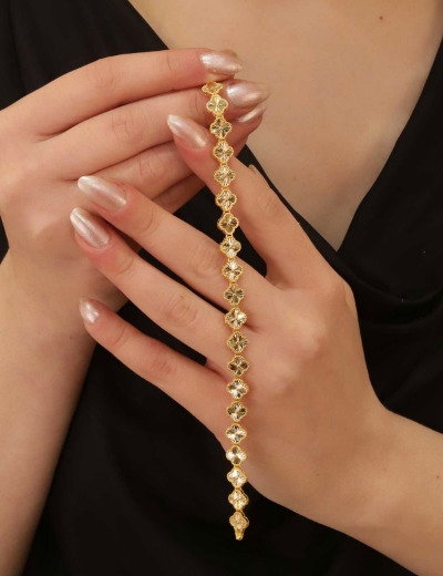 22 Ayar Altın Yonca İnce Sıralı Bileklik