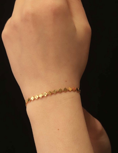 22 Ayar Altın Minimal Yonca Sıralı Bileklik - [Varyant Taslak] resmi