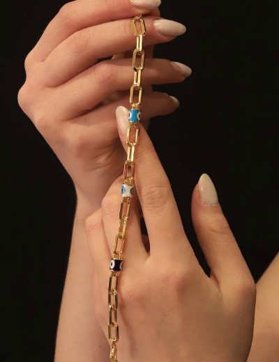 22 Ayar Altın Mavi Göz Mineli Ataç Bileklik