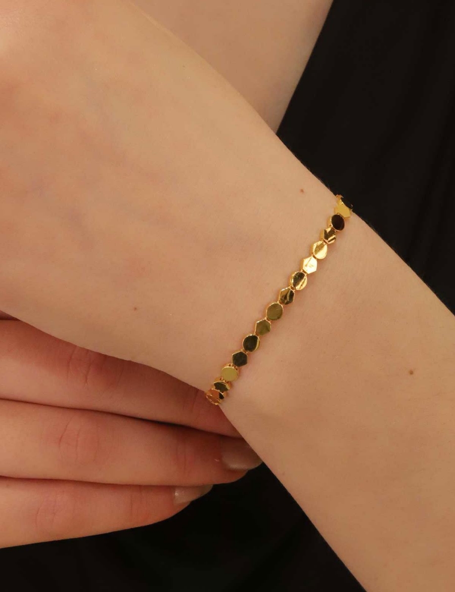 22 Ayar Altın Sıralı Daire Bileklik resmi