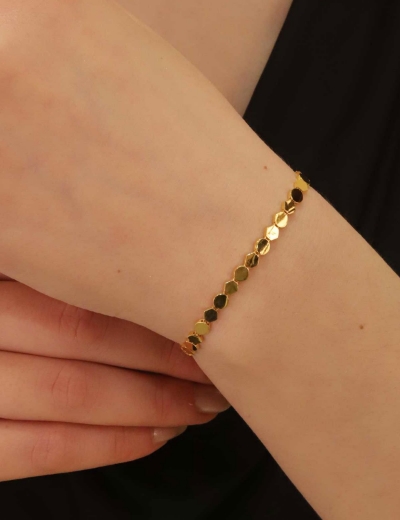 22 Ayar Altın Sıralı Daire Bileklik resmi