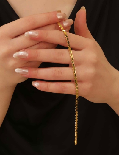 22 Ayar Altın Sıralı Daire Bileklik resmi