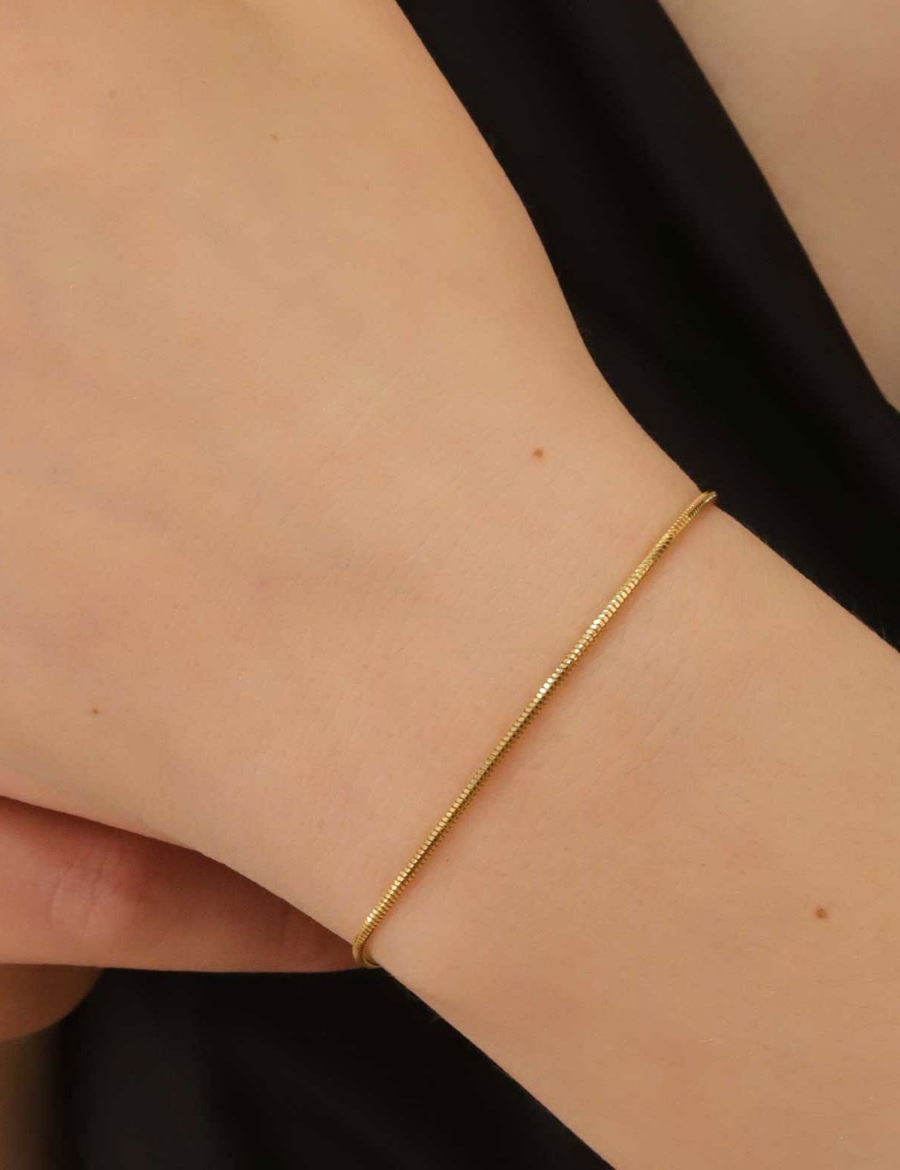 22 Ayar Altın İnce Yuvarlak Balık Sırtı Bileklik