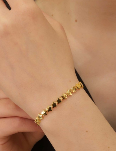 22 Ayar Altın Sıralı Yıldız Bileklik
