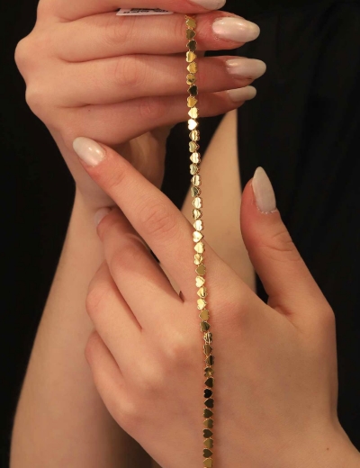 22 Ayar Altın Sıralı Kalp Bileklik