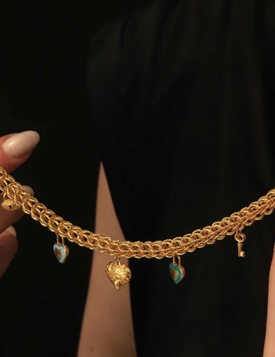 22 Ayar Altın Mineli Sallantılı Bileklik