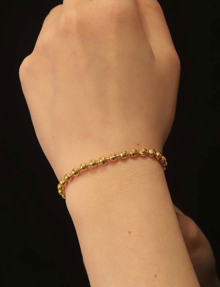 22 Ayar Altın Sıralı Top Desenli Bileklik