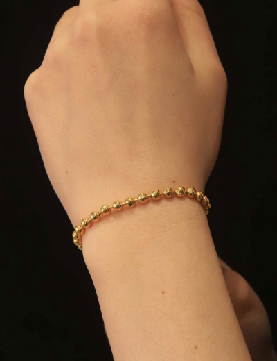 22 Ayar Altın Sıralı Top Desenli Bileklik