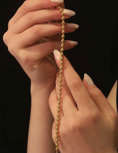 22 Ayar Altın Sıralı Top Desenli Bileklik