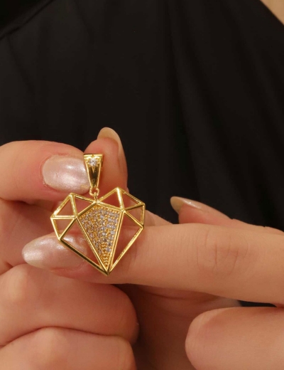 22 Ayar Altın Kalpli Taşlı Kolye Ucu resmi