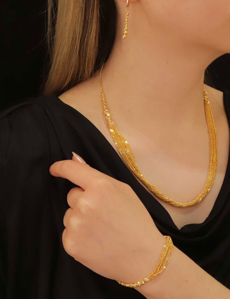 22 Ayar Altın Dorikalı Püsküllü İtalyan Set resmi