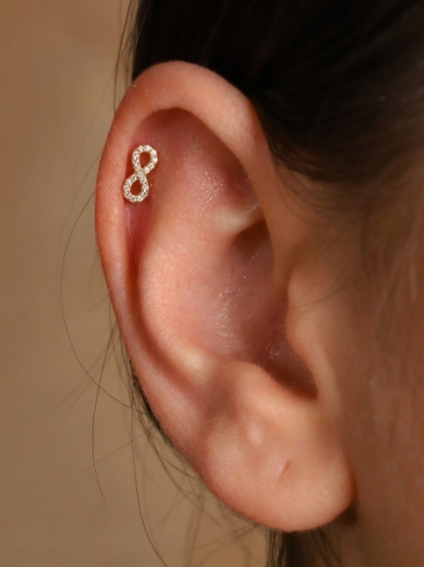 14 Ayar Altın Sonsuzluk Tasarım Taşlı Tragus