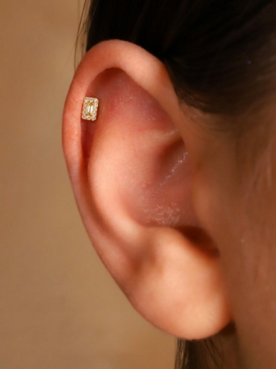 14 Ayar Altın Zarif Tasarım Taşlı Tragus resmi